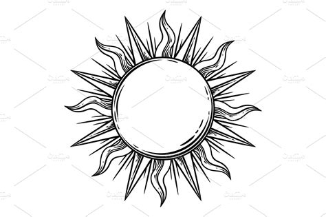 Bohemian hand drawn sun. ~ Illustrations ~ Creative Market