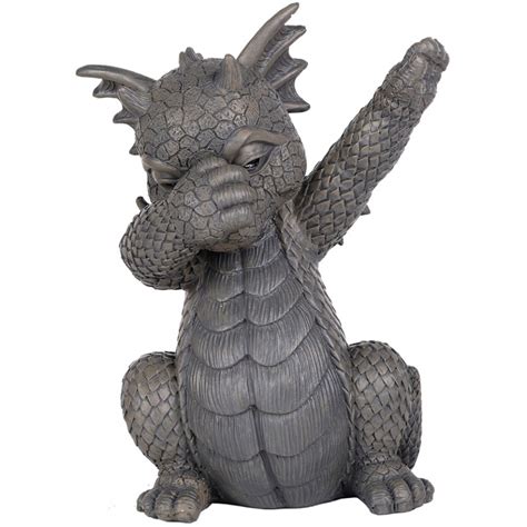 Dabbing Dragon Garden Statue | 10 Inch Resin Dragon Statue