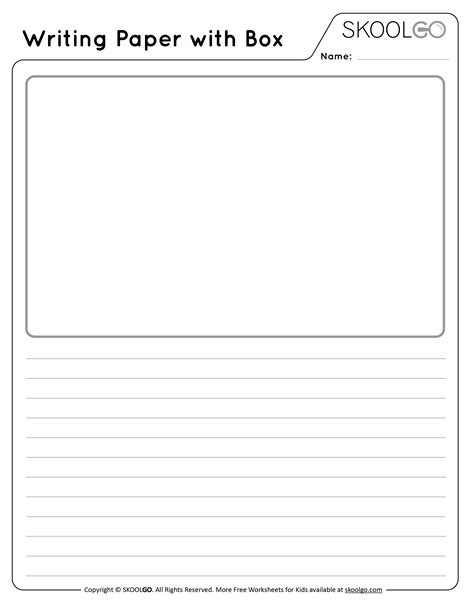 Writing Paper with Picture Box - Free Worksheet for Kids