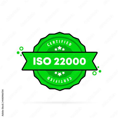 ISO 22000 stamp. Vector. ISO 22000 badge icon. Certified badge logo ...