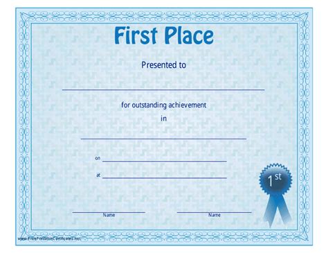 First Place Certificate Template - Blue Download Printable PDF ...