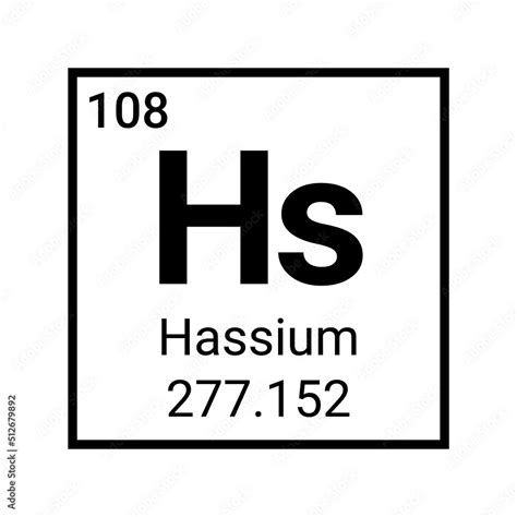 Hassium periodic table chemical element. Mendeleev table hassium atom ...