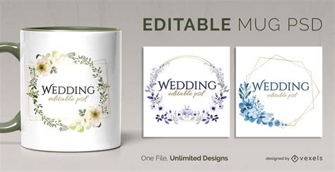 Wedding Scalable Mug Template PSD Editable Template