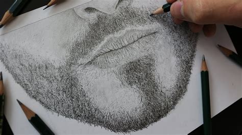 How To Draw: REALISTIC FACIAL HAIR with Pencil - TUTORIAL - YouTube