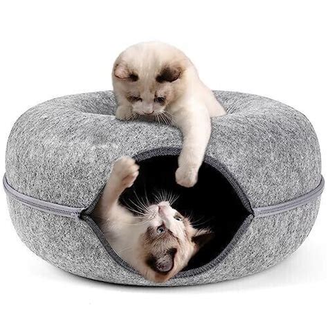 Peekaboo Cat Cave,Cat Tunnel Bed for Indoor Cats,Cat Donut Tunnel for ...