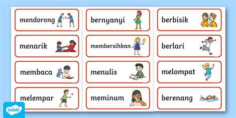 Flash Card Kata Kerja Bahasa Indonesia Sekolah Dasar