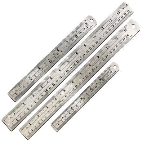 Mr. Pen- Steel Rulers, 4 Pieces (6, 8, 12, 14 inch) Rulers, Metal Ruler ...