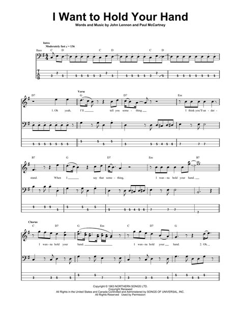 I Want To Hold Your Hand by The Beatles - Bass Tab - Guitar Instructor