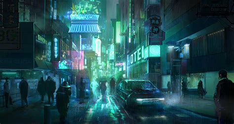 Concept Art Cyberpunk City Street