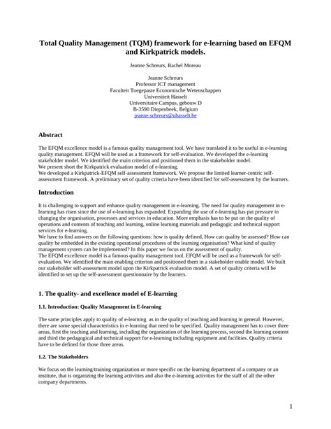 (PDF) Total Quality Management (TQM) framework for e-learning based on ...