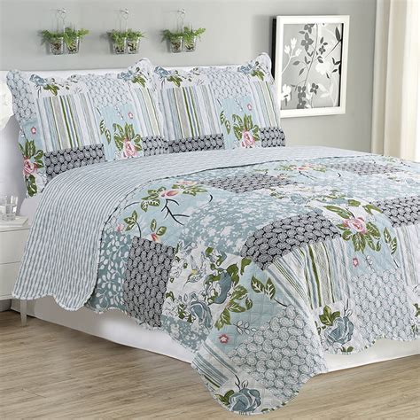 Kim - 3 Piece Quilt bedspread Set queen & king size - Silver Bird ...