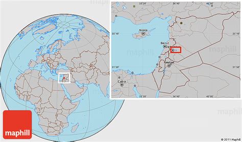 Gray Location Map of Damascus