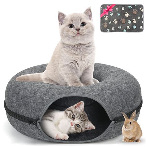 AOSION Peekaboo Cat Cave,Cat Donut Bed With Pet Blanket