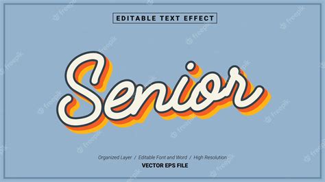 Premium Vector | Editable Senior Font. Typography Template Text Effect ...