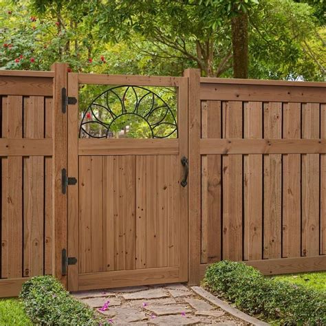 3.5 ft. W x 6 ft. H Cedar Fence Gate with Sunrise Insert-201569 - The ...