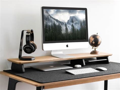 Desk Shelf - Monitor Stand Wood - Desk Accessories - Small Monitor ...