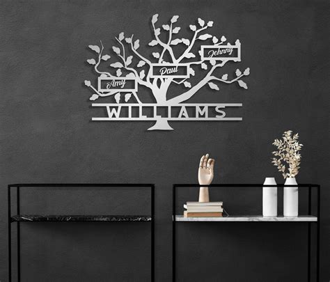 Metal Family Tree Name Sign, Personalized Large Metal Wall Art ...