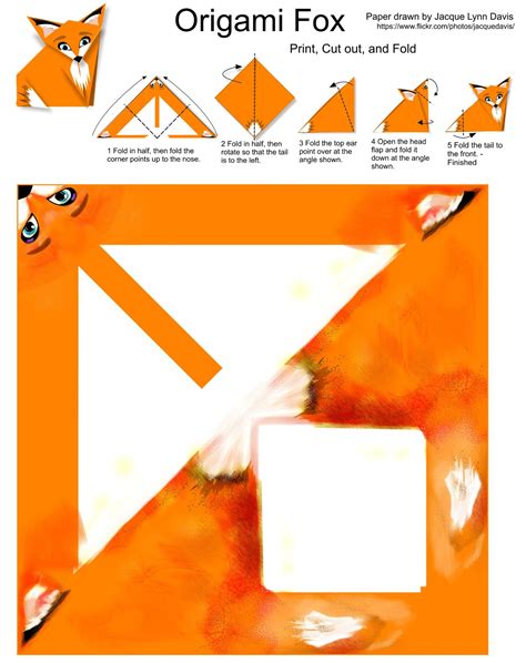 Origami Fox Template with Instruction | Free Printable Papercraft Templates