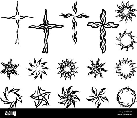 Tattoo Cross Sun Collection Vector Art Stock Vector Image & Art - Alamy