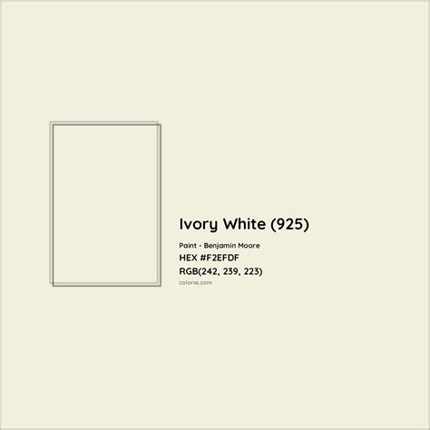 Benjamin Moore Ivory White (925) Paint color codes, similar paints and ...