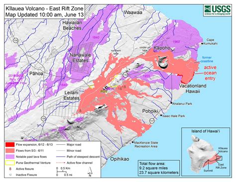 Kilauea Volcano Lava Eruption Map