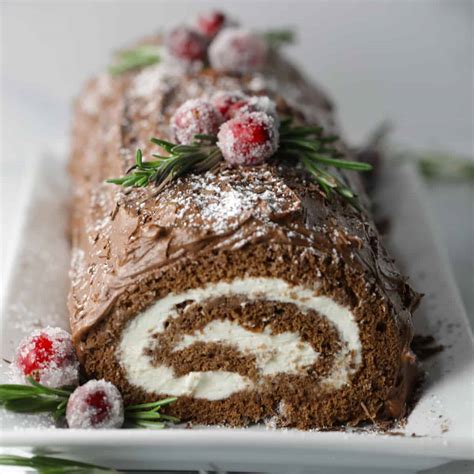 Yule Log Cake (Bûche de Noël) - Mom Loves Baking