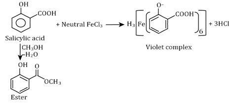 The salicylic acid reacts with the neutral FeCl3 solution and with ...