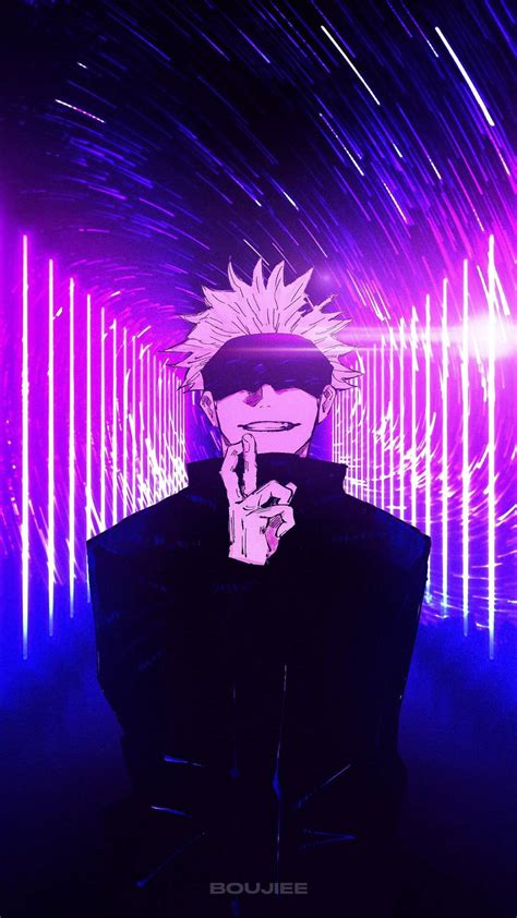 Download Neon Purple Satoru Gojo Jujutsu Kaisen Phone Wallpaper ...