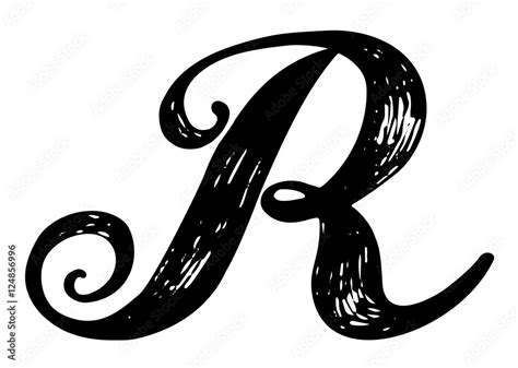 Letter R. Calligraphy alphabet typeset lettering. Hand drawn alphabet ...