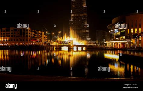 Dubai Fountain Show At Night, UAE Stock Photo - Alamy