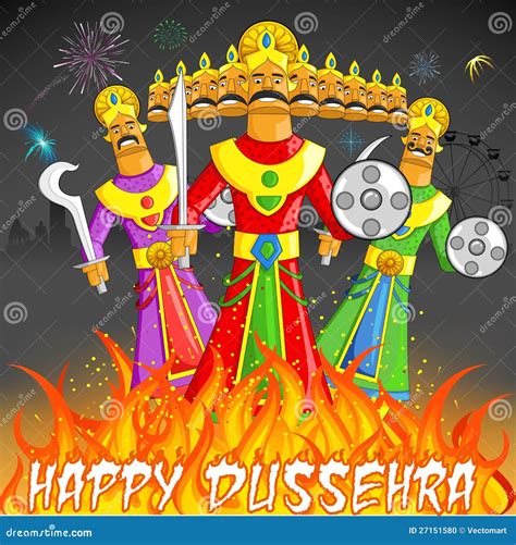 Ravana Burning In Dussehre Cartoon Vector | CartoonDealer.com #33970741