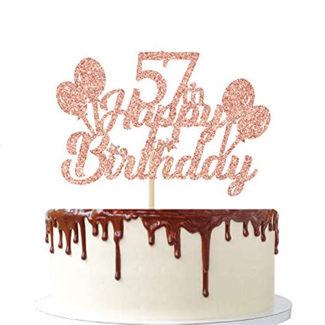 57 Black Glitter Happy 57th Birthday Cake Topper Cheers to 57 Years ...