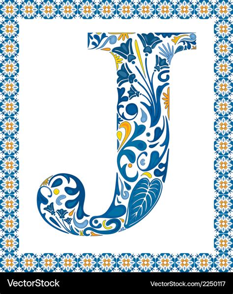 Blue letter j Royalty Free Vector Image - VectorStock