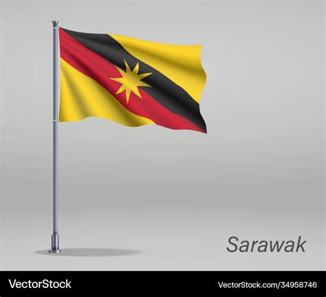 Waving flag sarawak - state malaysia Royalty Free Vector