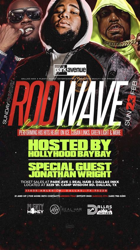 Rod Wave live in concert Park ave February 23rd Tickets in Dallas, TX ...