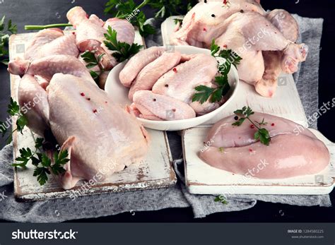 Different Types Chicken Meat On Black Stock Photo 1284580225 | Shutterstock