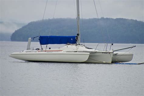 Tri Hull Sail boat Mills Point Colchester Vermont Photograph by Mark ...