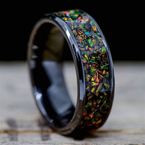 Black Opal Mens Wedding Band - jenniemarieweddings