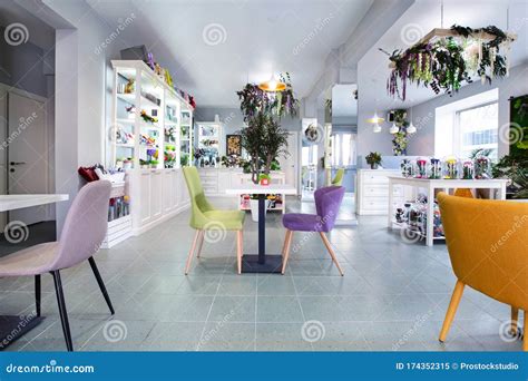 Flower Conceptual Interior Cafe. Beautiful Eco Style Stock Image ...