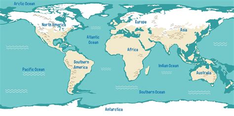 World Map With Countries Continents And Ocean