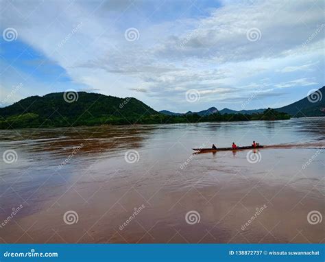 Boat in Mekong River, Thailand. Editorial Photography - Image of laos ...