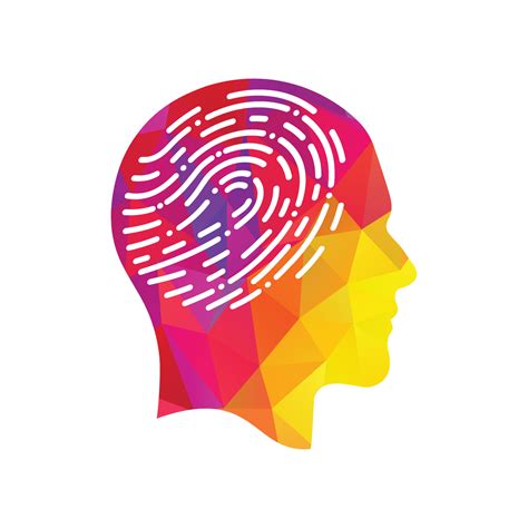 Fingerprint in human head icon. Symbol of self identity. Head with ...