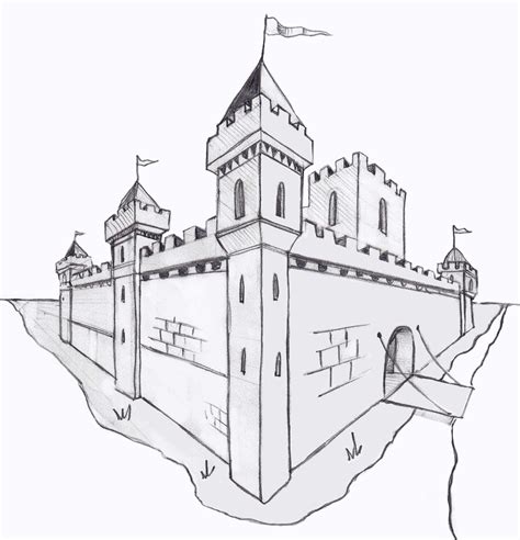 2 Point Perspective Drawing Castle