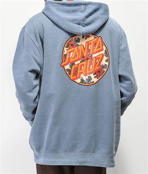 Santa Cruz Vacation Dot Blue Pigment Dyed Hoodie | Zumiez | Hoodies ...