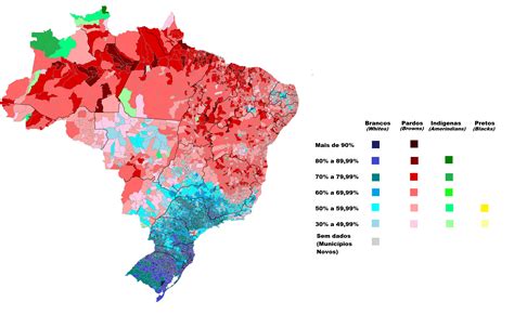 Brazil racial map by municipalities : r/MapPorn