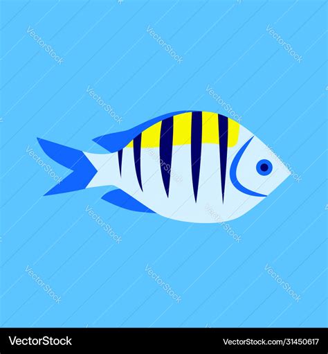 Blue fish on white background Royalty Free Vector Image