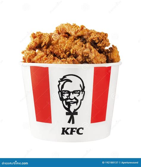 A Lots Of KFC Chicken Hot Wings Or Strips In Bucket Of KFC Kentucky ...