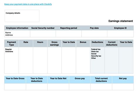 Free Pay Stub Templates — Clockify