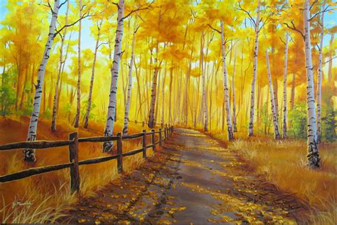 "Golden Forest" , Autumn Aspens, Birch Trees, Autumn Forest Painting ...