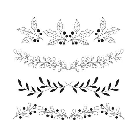 hand drawn black and white border leaves vector illustration 18715539 ...